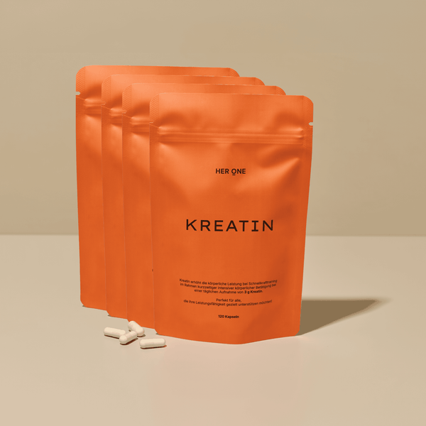 4er Pack Kreatin Kapseln zur Steigerung der körperlichen Leistung bei Schnellkrafttraining – idealer Vorrat für Athleten.