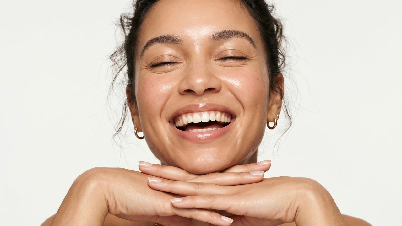 Une femme au teint éclatant et à l'éclat naturel – NAD+ Skin Glow