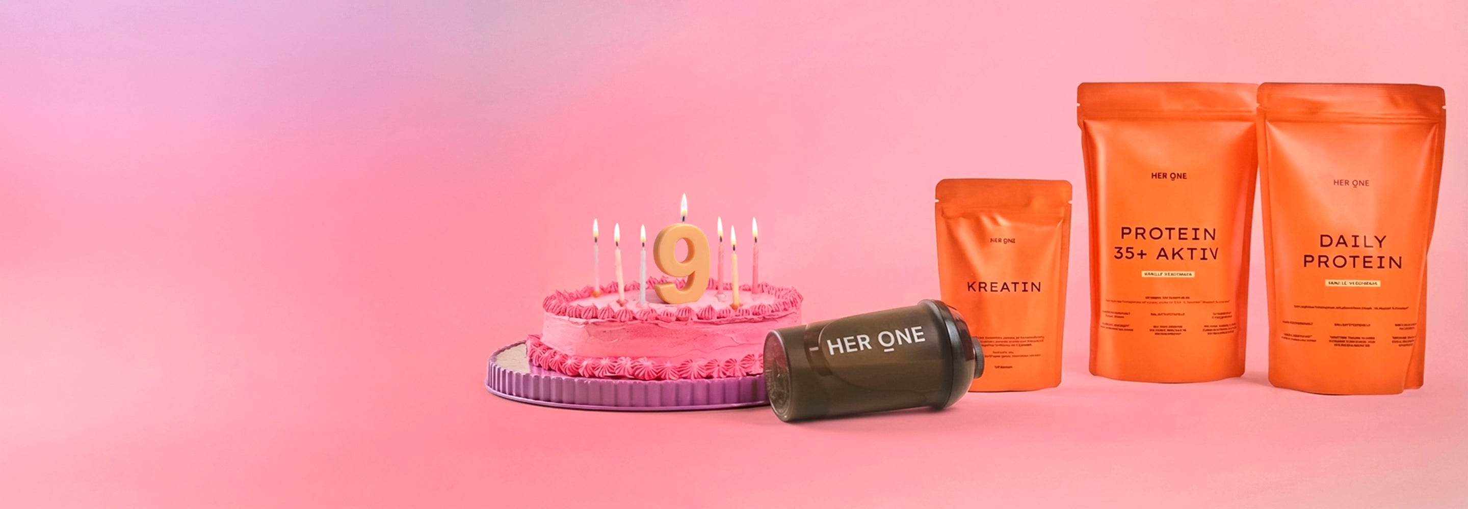 HER ONE Active Nutrition Produkte – Kreatin, Protein 35+ Aktiv und Daily Protein zum 9. Geburtstag