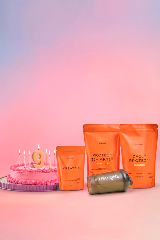 HER ONE Active Nutrition Produkte – Kreatin, Protein 35+ Aktiv und Daily Protein zum 9. Geburtstag