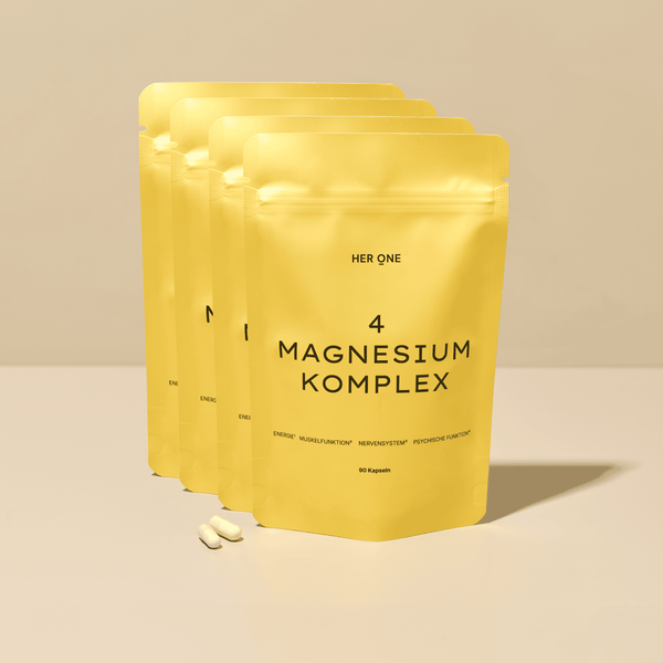 Magnesium Komplex im 4er Pack zur Unterstützung von Muskelfunktion, Energiestoffwechsel und Nervensystem