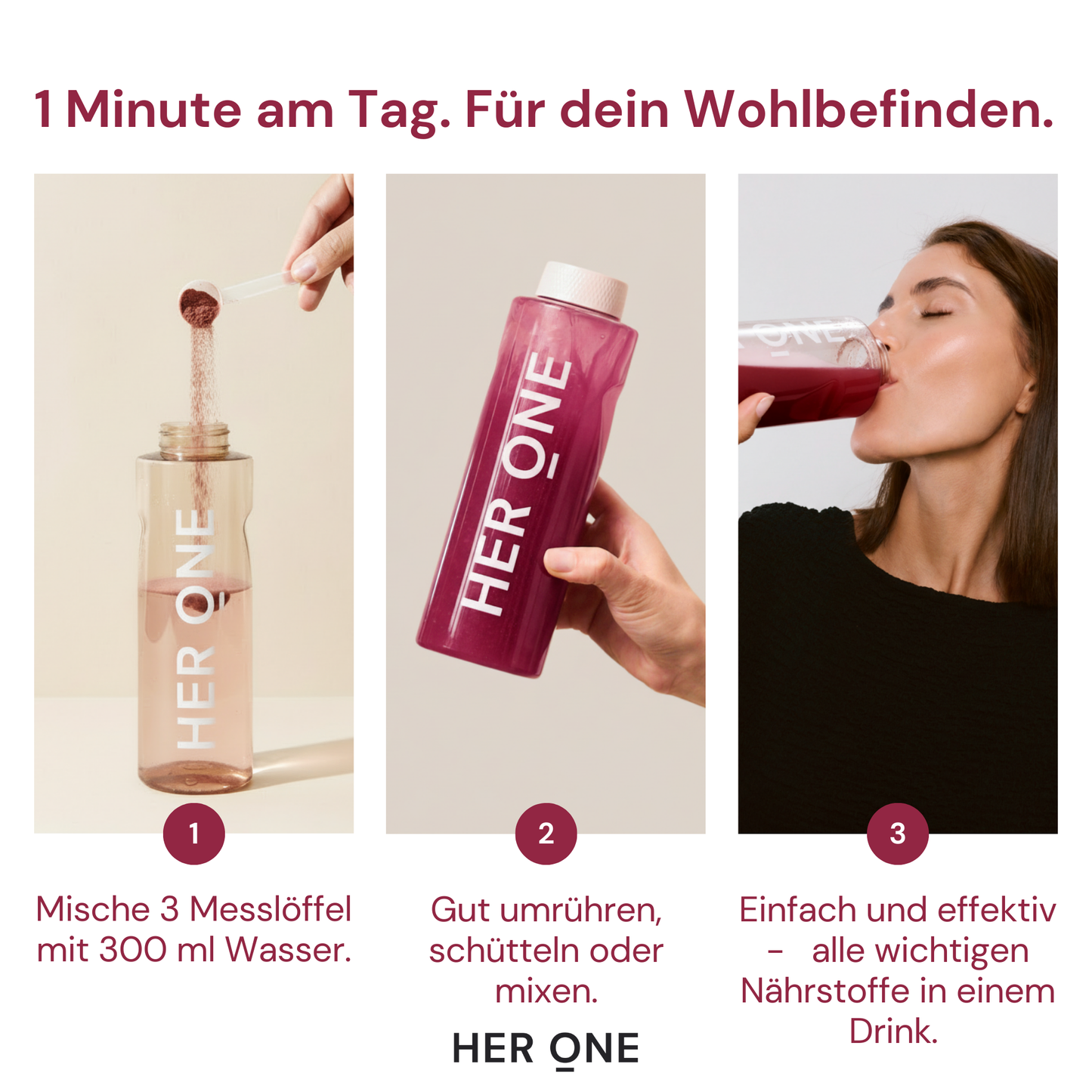 INNER BEAUTY All in One wird mit 3 Messlöffel dosiert und in Wasser eingerührt