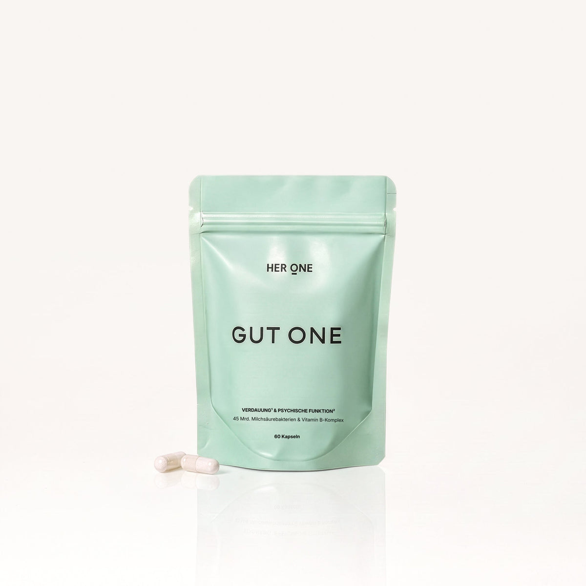 GUT ONE Doypack mit mintgrünem Design, 60 Kapseln Inhalt