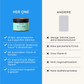 HER ONE Gut One jar in mint green versus competitor product comparison chart
