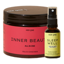 Her One Bundle Inner Beauty Pulver (Dose) und Sleep Well Spray. Unterstützung für innere Balance, Haut und Schlaf.