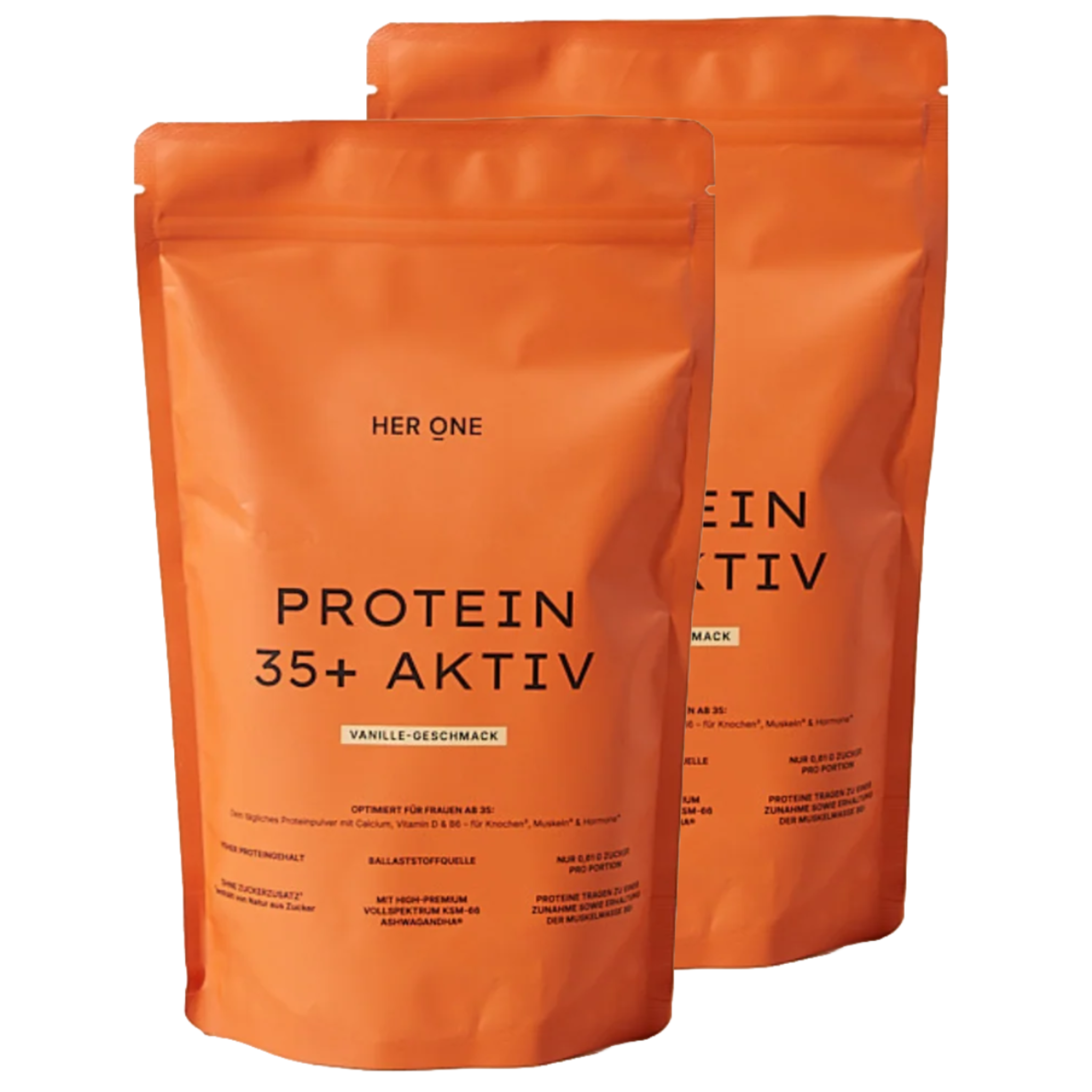 Doppelpack Her One PROTEIN 35+ AKTIV (Vanille) für Frauen ab 35, mit Calcium und B-Vitaminen.