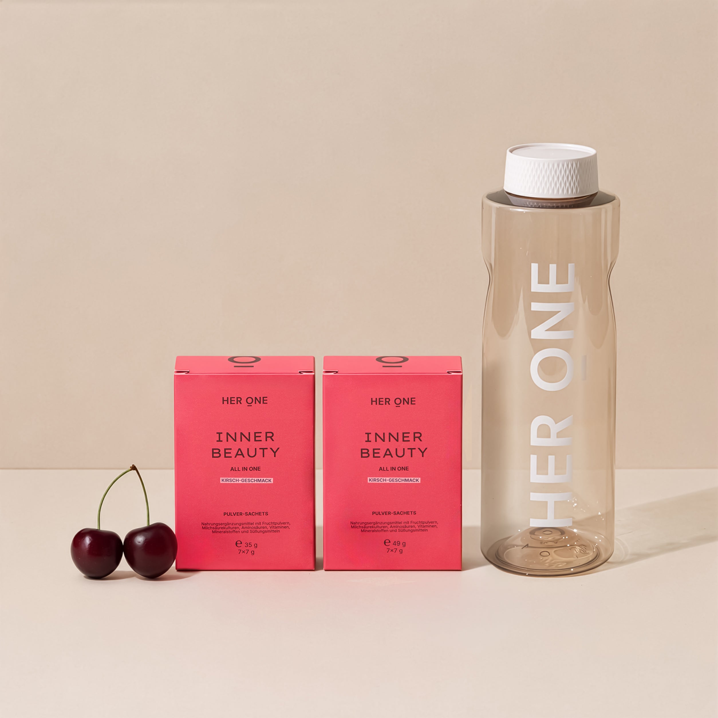 HER ONE Inner Beauty All in One MINIS Double Kirsche mit leerer Flasche