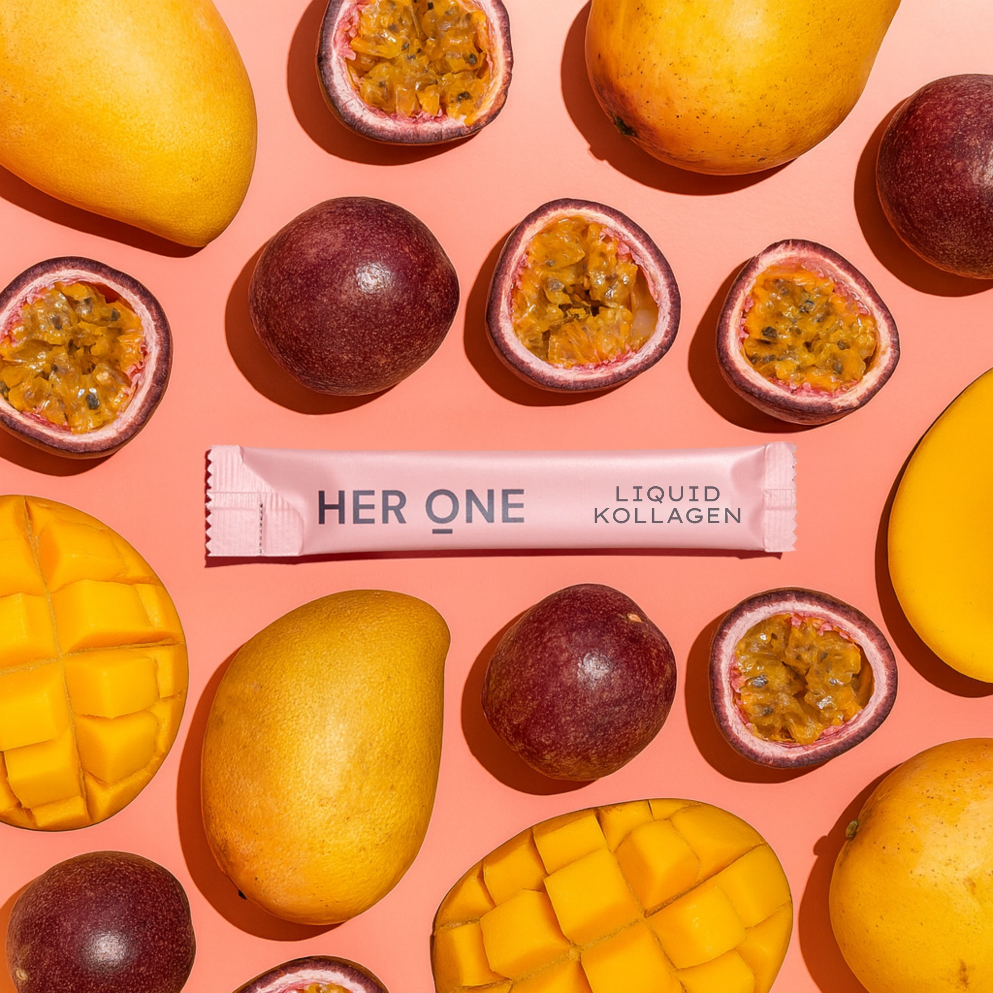 Stick al collagene liquido al gusto di mango e maracuja per la routine di bellezza quotidiana dall'interno.