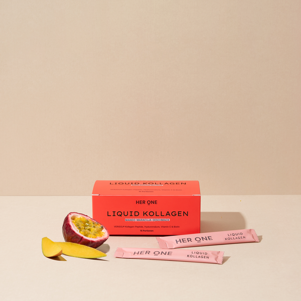 15er Packung Liquid Kollagen Mango-Maracuja mit Biotin und Zink zur täglichen Beauty-Unterstützung von innen.
