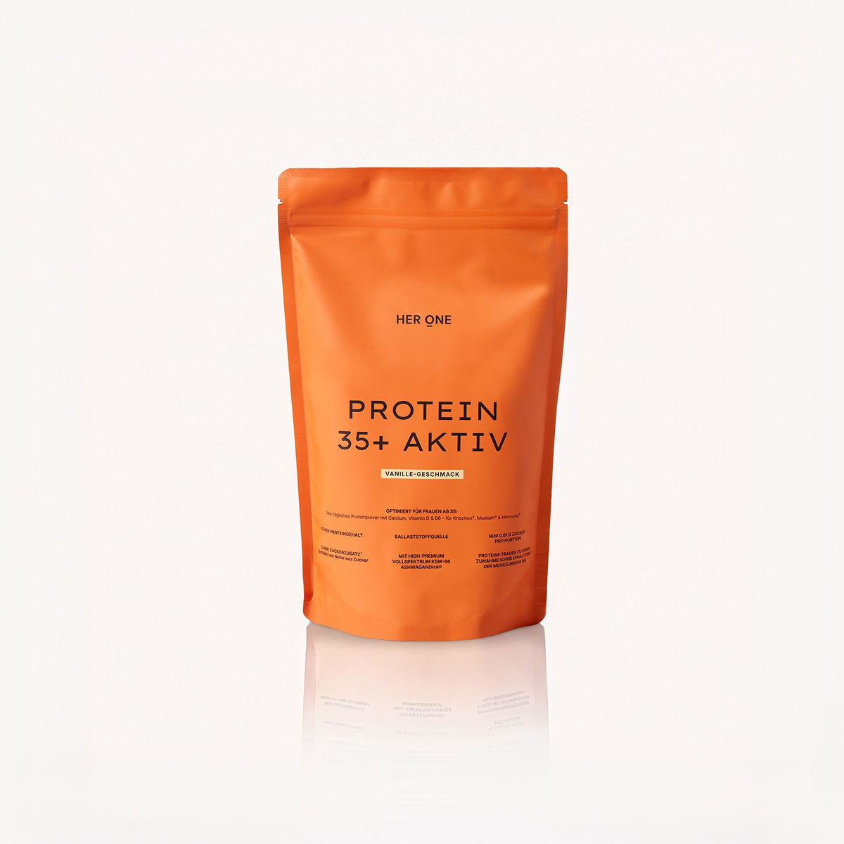 HER ONE Protein 35+ Aktiv Vanille-Geschmack Verpackung.