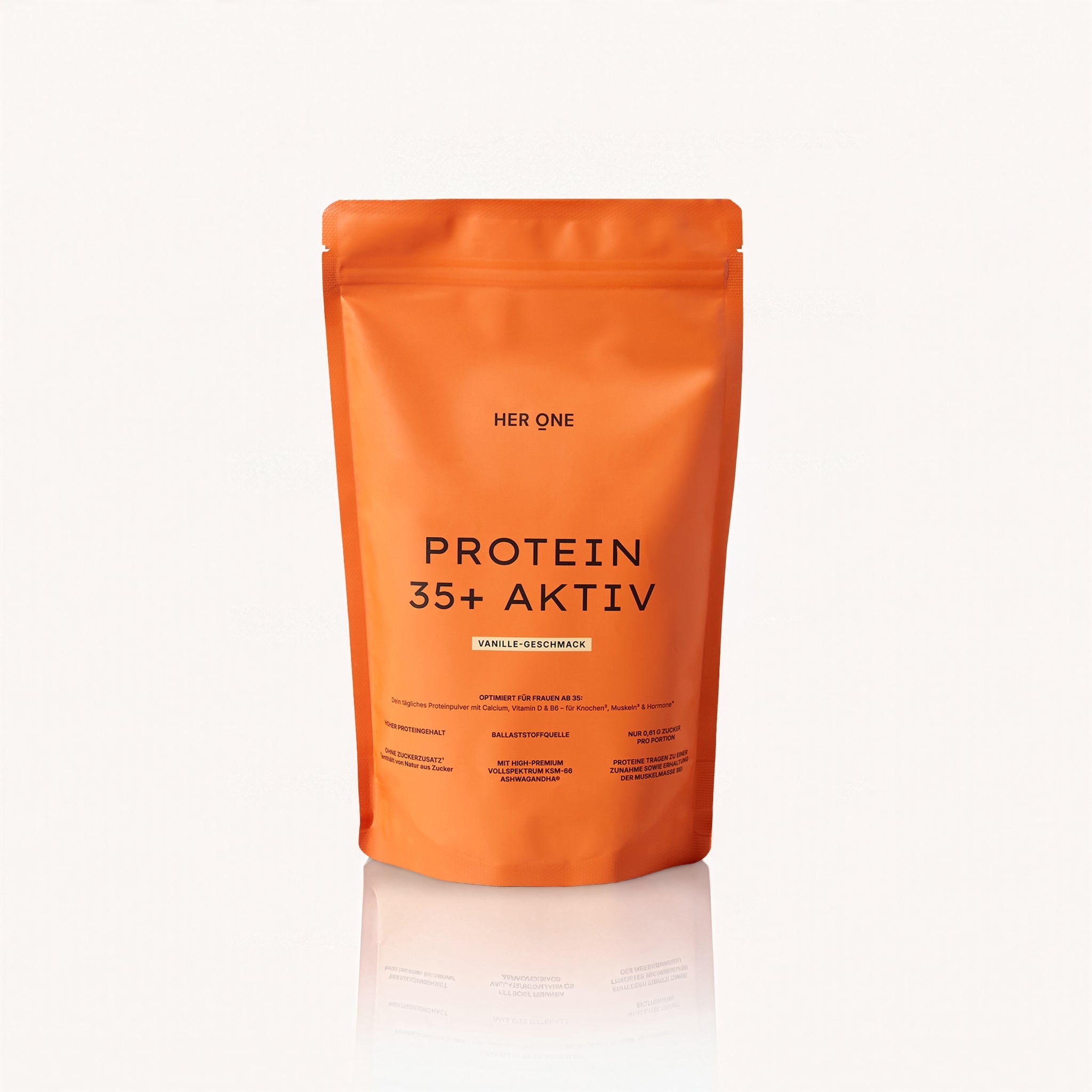HER ONE Protein 35+ Aktiv Vanille-Geschmack Verpackung.