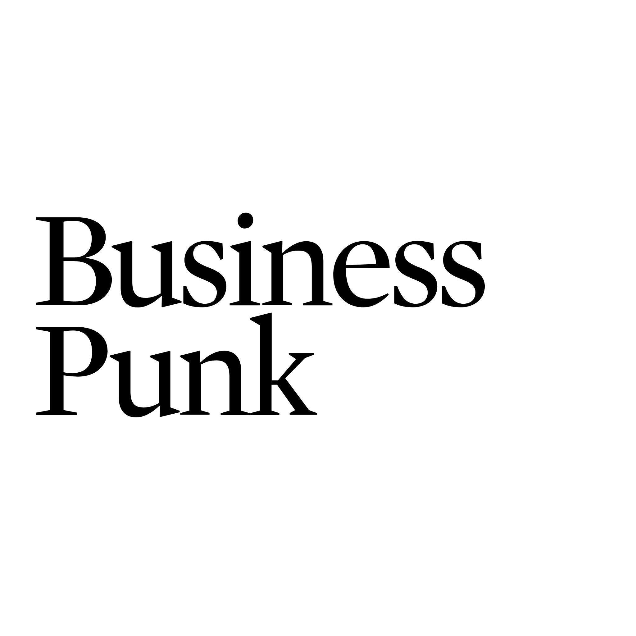 Schwarzer Text "Business Punk" auf weißem Hintergrund.

