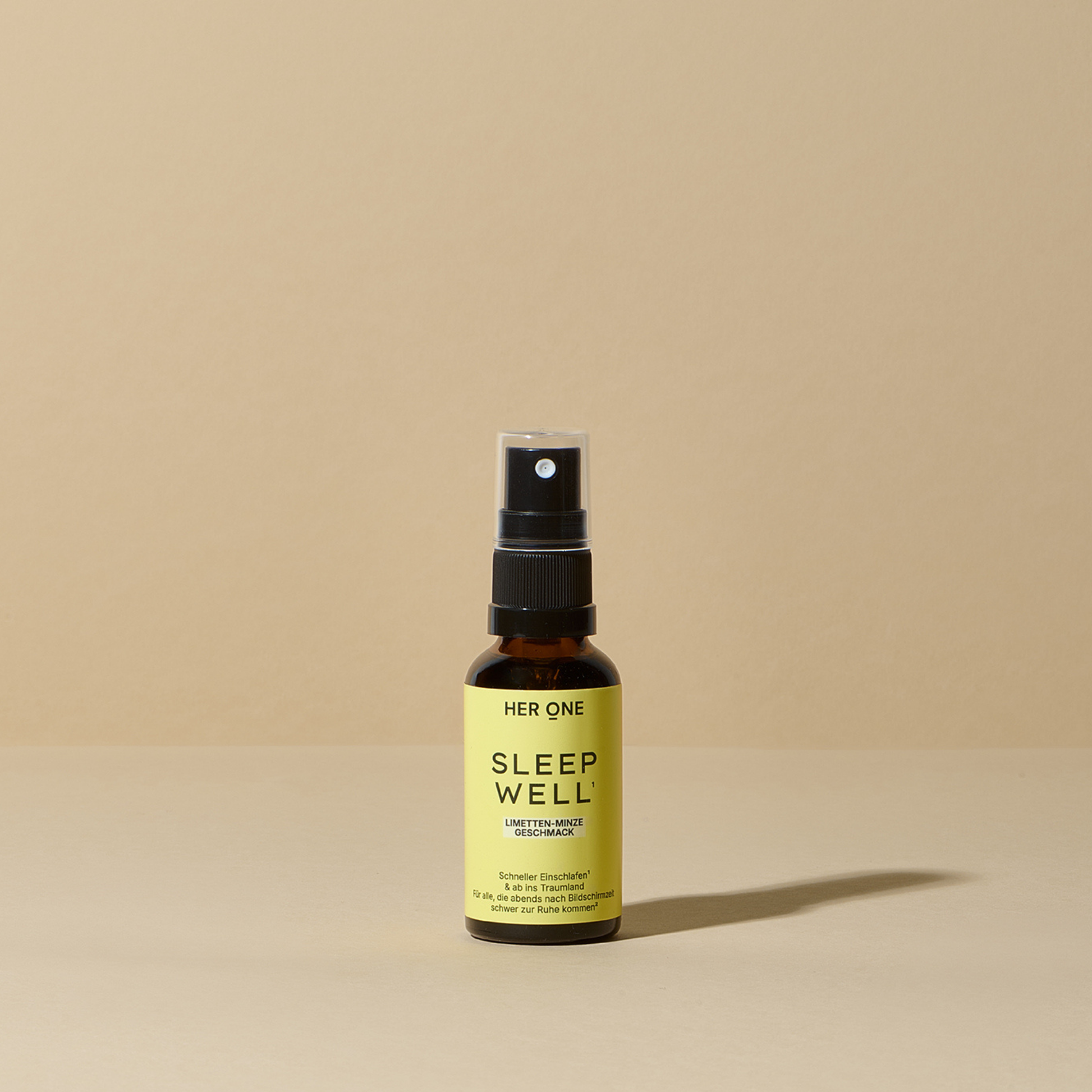 Sleep Well Spray Flasche von Her One, beige Hintergrund