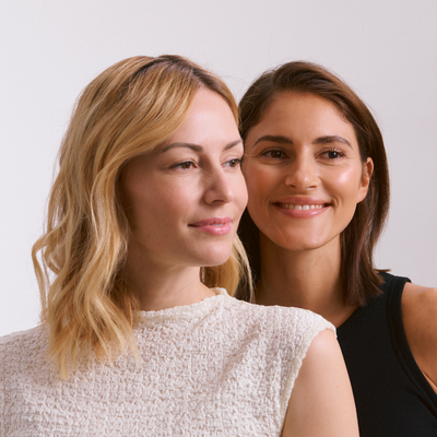 Women with healthy-looking skin and hair