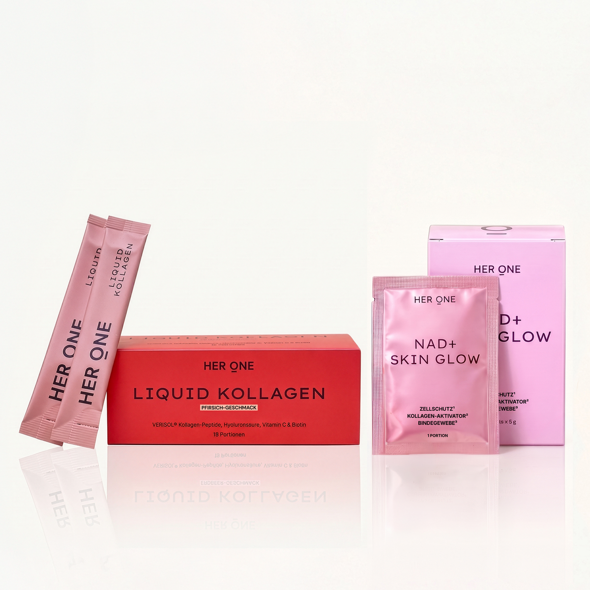 HER ONE Skin Glow Duo Himbeere & Pfirsich.