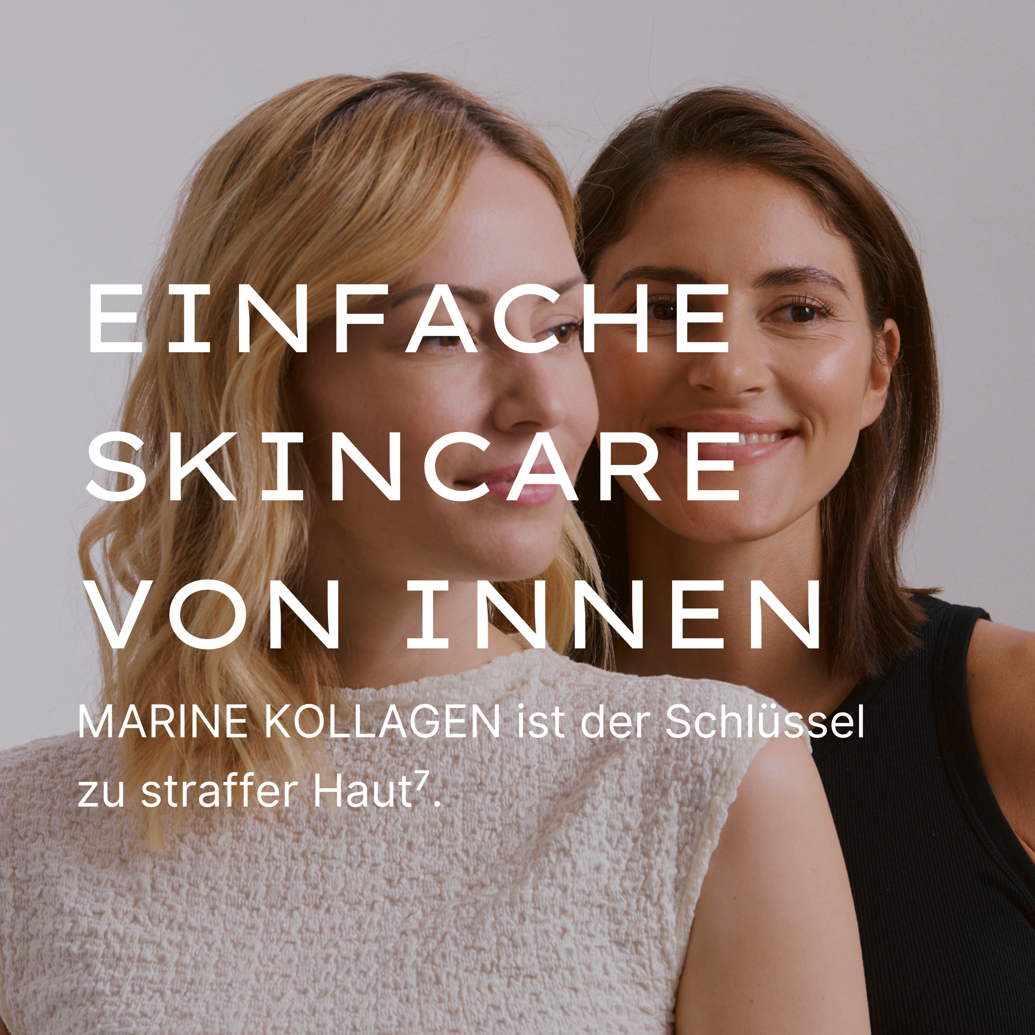 Marine collagen as a dietary supplement for simple skincare from within, supports firm skin and natural skin structure.