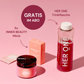 Pink background withInner Beauty" products and a water bottle, with the text "Free with subscription".