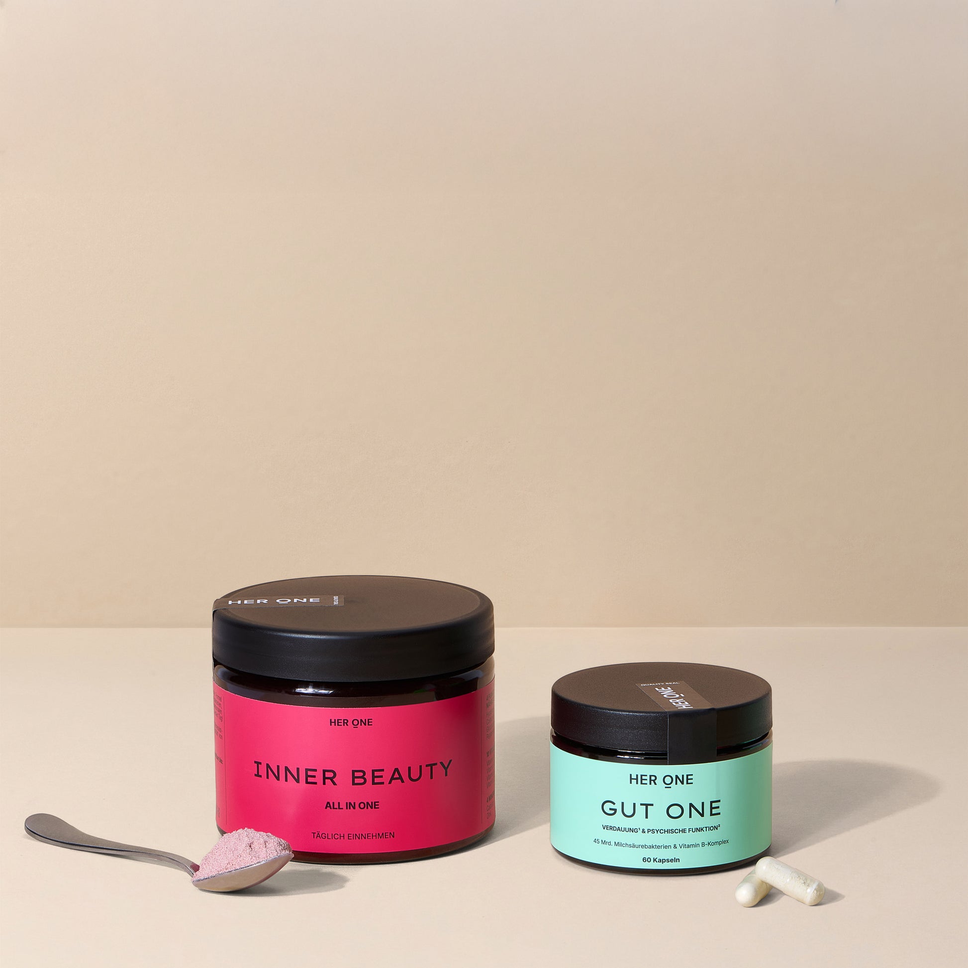 GUT ONE 45 miliardi di batteri + vitamine del gruppo B e INNER BEAUTY vitamine, minerali e collagene