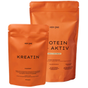 Her One Bundle Capsule di creatina e PROTEIN 35+ AKTIV. Supporto per le prestazioni e il mantenimento dei muscoli a partire dai 35 anni.