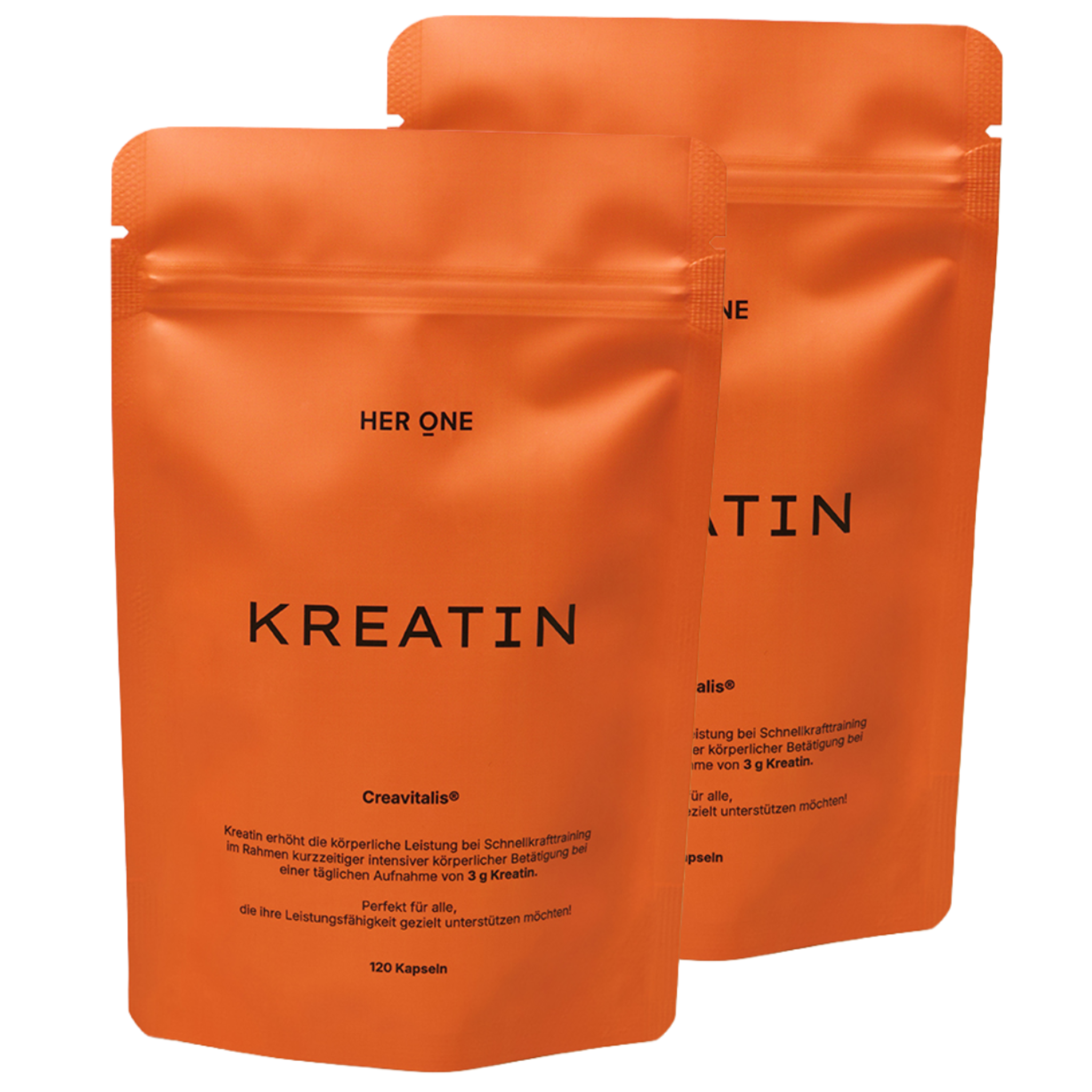 Confezione doppia di capsule Her One KREATIN (Creavitalis), per tutti coloro che vogliono sostenere le proprie prestazioni.