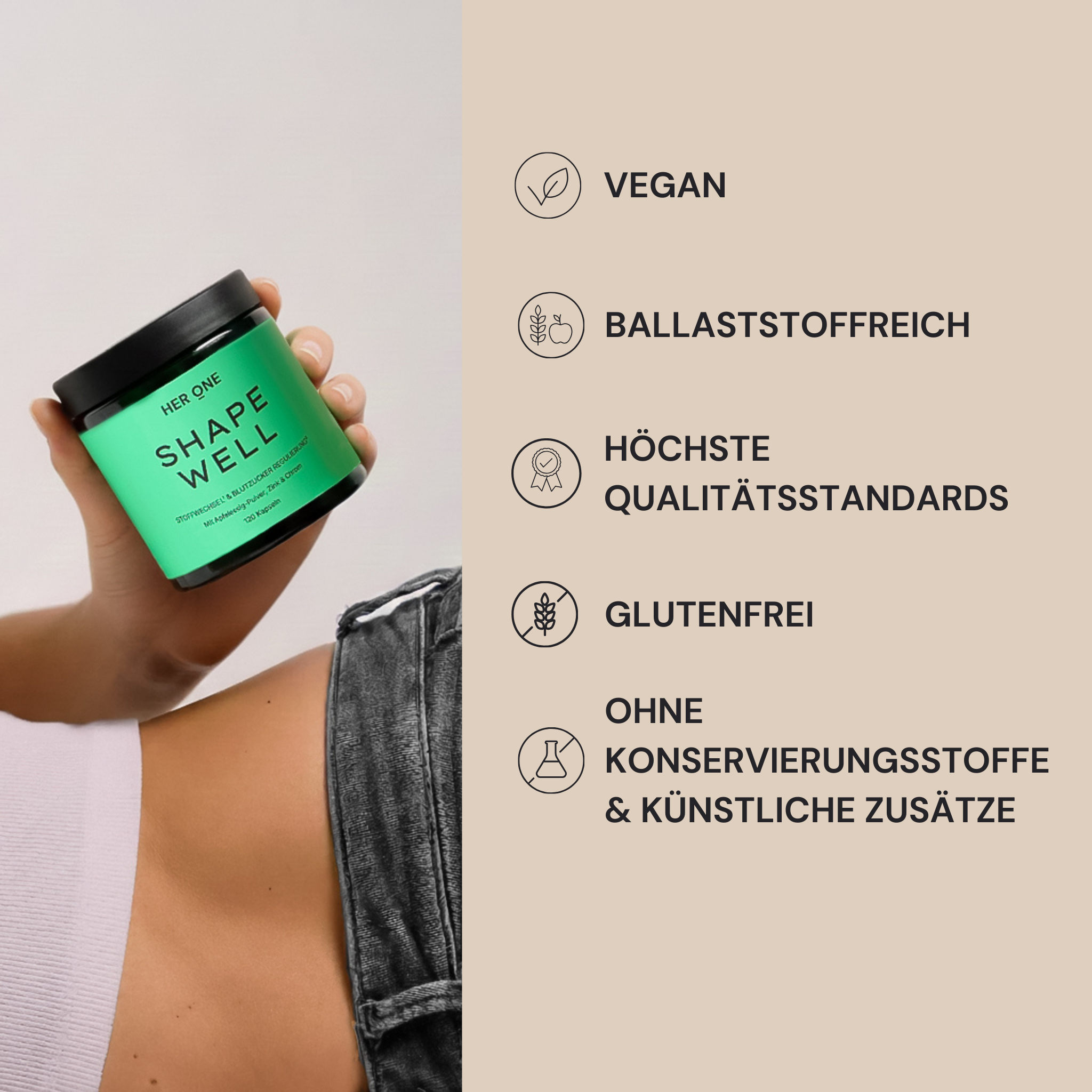 SHAPE WELL i più elevati standard qualitativi - Vegano, ricco di fibre, senza glutine, senza additivi artificiali